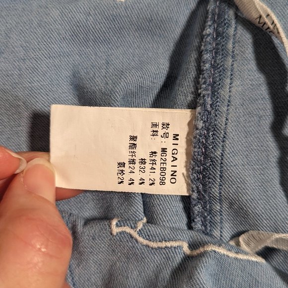 Denim Skirt with flying pig embroidery - Picture 7 of 8